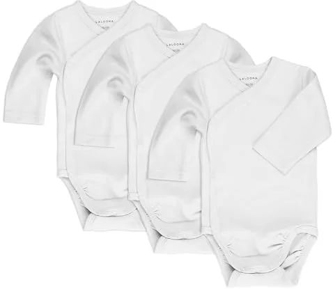 LaLoona Pack Body Bebe Algodón 100% - 3 Ud. Bodies Bebe Manga Larga para Recién Nacido, Body Cruzado Certificado OekoTex 100, Ropa Bebé