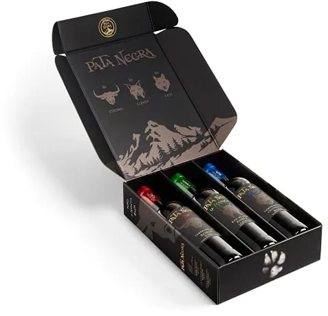 Pata Negra Estuche Fauna Ibérica de Vino con D.O. Rioja Crianza, Toro Roble y Mancha Roble, Sabor intenso y elegante con notas de frutos rojos y negros, especias y vainilla, 3 Botellas x 750