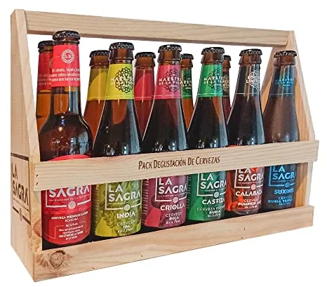 La Sagra - Cesta de madera de cervezas - Cesta de 12 botellas de 330 ml- Total: 3960 ml