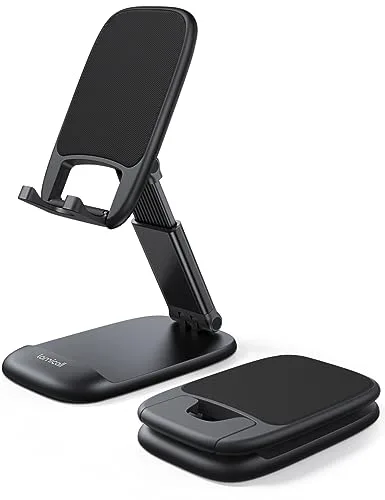 Lamicall Soporte Móvil Mesa, Soporte Teléfono Plegable - Base Móvil Escritorio Ajustable, Soporte Universal para iPhone 17/16 Pro MAX, 15/14/13/12 Pro MAX Plus Mini, Samsung, Xiaomi y Otro Smartphone