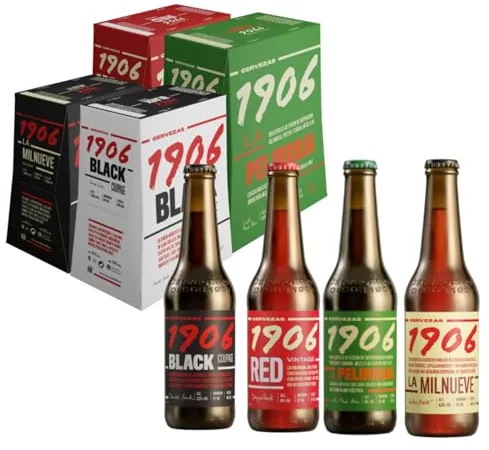 1906 Familia Cervezas - Pack Combinado de 24 Botellas x 33 cl, 1 Pack de 1906 Reserva Especial, 1 Pack de 1906 Galician Irish Red, 1 Pack de 1906 Red Vintage, 1 Pack de 1906 Black Coupage