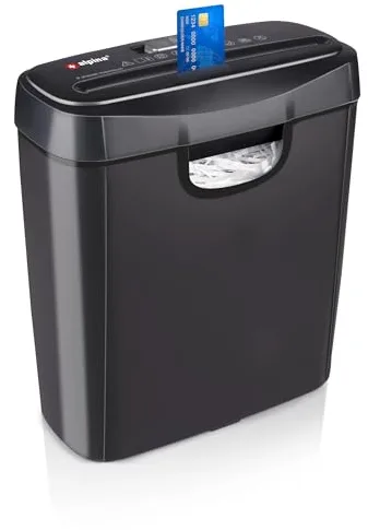 Alpina Trituradora de Papel 190W - Destructora de Documentos y Tarjetas de Crédito - para Casa y Oficina - Trituradora en Tiras - con Recipiente de Recolección - Protección contra Sobrecalentamiento