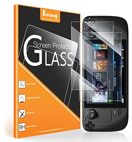 Benazcap [2 Piezas Protector Pantalla para Steam Deck OLED 2023/Steam Deck 2021, Vidrio Templado con Fácil Instalación/Anti-Rayado/Alta Definición / 9H Dureza para Steam Deck 7.4/7 Pulgadas