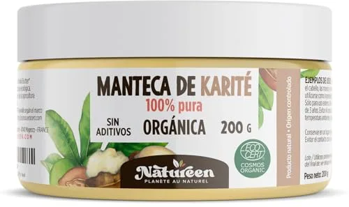 Manteca de Karité Ecológica 200 g - 100% Vegetal - Sin aditivos - Sin Refinar - para Cuerpo - Cara - Piel - Pelo- Uñas - Cabello