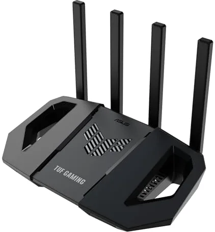 ASUS TUF Gaming BE3600 - Router WiFi 7 de Doble Banda, 802.11be, 2,5 Gbps, Modo de Juego móvil, WiFi en Malla, Gear Accelerator, QoS Adaptable, Redireccionamiento de Puertos, Mobile Tethering