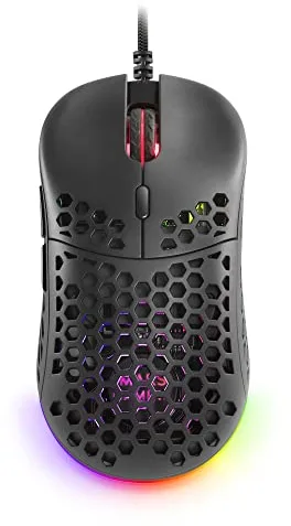 Mars Gaming MM55 Negro, Ratón Gaming RGB Chroma, Ultra-Ligero 55g, 12800 dpi, Switches Mecánicos Programables HUANO