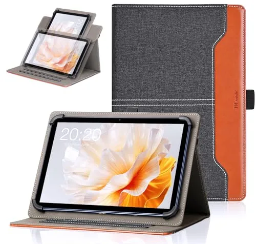 DLveer Funda Giratoria para DOOGEE U11/U11 Pro/U10/DOOGEE Tab A9/A9+/A9Pro/A9Pro+/Blackview Tab90 WiFi/Tab 60 WiFi,Universal de Piel Sintética Funda para Tablet 10-11 Pulgadas,Negro