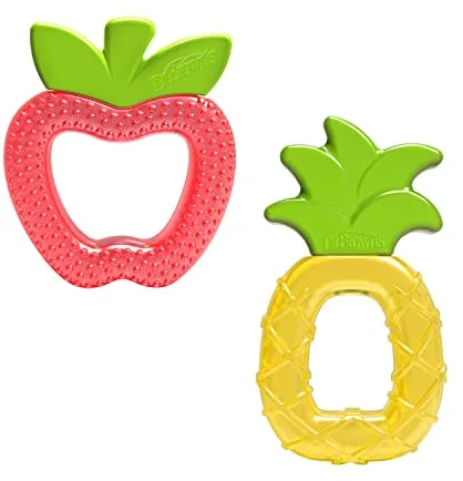 Dr. Brown’s Mordedores de Frío para Bebé 3M+ AquaCool Frutas – Mordedor Refrigerante Lleno de Agua Purificada y con Texturas para un Alivio Extrafrío de la Dentición – Sin BPA