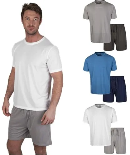 Light & Shade LSSET032 Conjunto de Camiseta y Pijama Corto con Cuello Redondo para Hombre, Blanco, L