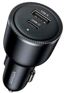 UGREEN 63W Cargador de Coche USB C, Car Charger Tipo C Carga Rápida PD 3.0 QC 3.0 PPS 45W, Compatible con iPhone 17 Pro MAX Air/16/15/14/13, Samsung Galaxy S25/24, MacBook, iPad Pro, Air Mini