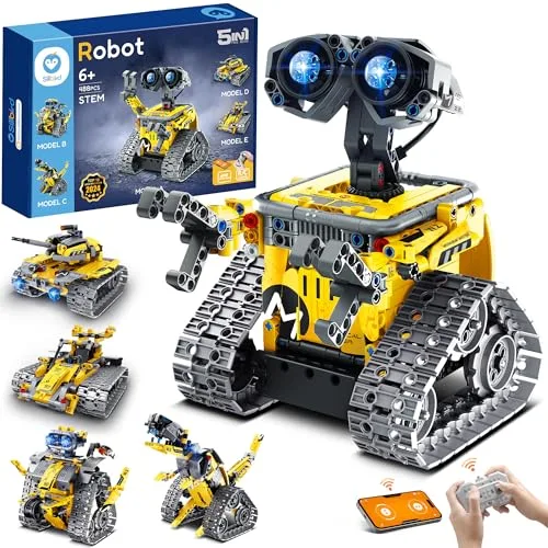 Sillbird 5 en 1 Kit de construcción de Robots con Mando a Distancia Stem Regalos para niños de 8-13 años, Technic Codificación Juguetes Robóticos para Niños Cumpleaños(488 Piezas)
