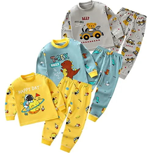 XM-Amigo 3 Juego de Pijamas de algodón de Dibujos Animados para niños Pijama de algodón para bebés Ropa Interior de Cuatro Estaciones Juego para niños (tamaño de la Etiqueta: 100/65) 3 años