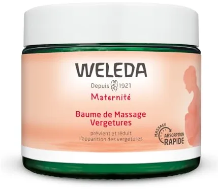 Weleda - Bálsamo de masaje, Nutre la Piel, Previene y Reduce las Estrías, con Centella Asiática, Manteca de Karité BIO y Aceites Esenciales, Uso Antes y Durante el Embarazo - 150 ml