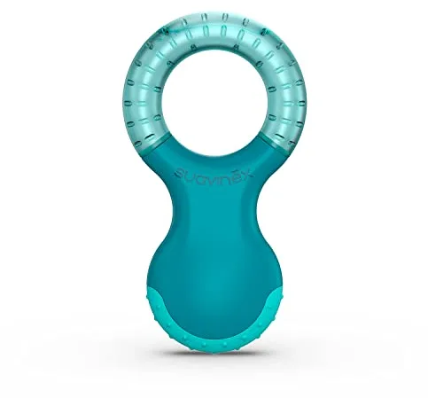 SUAVINEX Mordedor de Bebé Refrigerante, a partir de 4 Meses. Anillo de Dentición Refrigerante, con Relieves, Azul