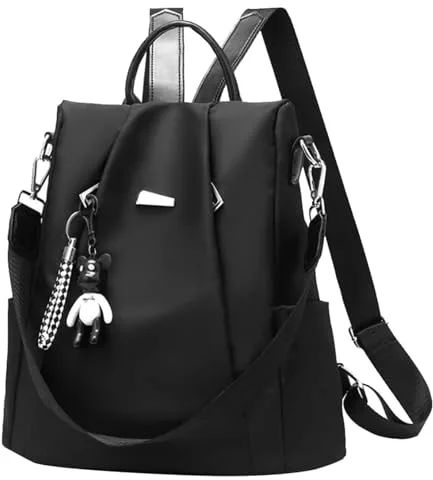 Eshow Mochila Antirrobo para Mujeres y Chicas, se Puede como Bolso de Hombro o Bolsa Bandolera, Adecuado para Viaje Escuela Compras y Trabajo Negro