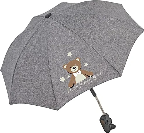 PERLETTI Sombrilla Carro Bebe Universal Anti UV con Osito - Mini Paraguas Cochecito Niño Niña Protección Solar Apertura Manual - Sombrilla Lluvia para Carrito Silla de Paseo - Diámetro 68 cm (Osito)