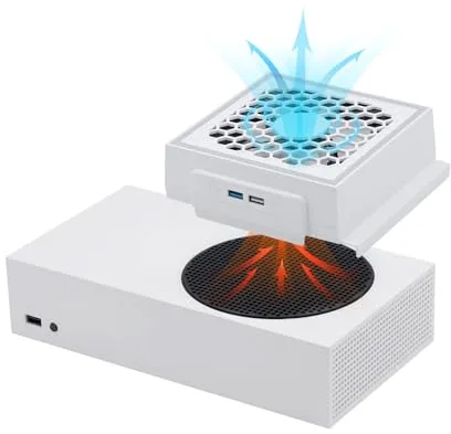Mcbazel Ventiladorpara Xbox Serie S con LED RGB, 2 Puertos USB, 3 Niveles de Velocidad Ajustable