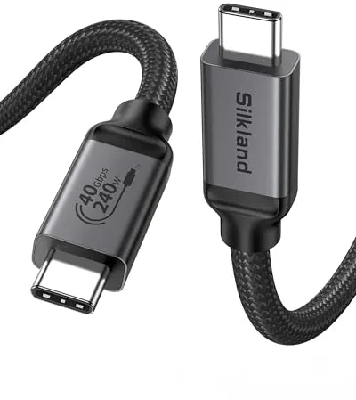 Silkland 40Gbps Cable Thunderbolt 4 Compatible, Cable USB4 Certificado, 8K/6K/5K@60Hz 4K@144Hz, 240W PD3.1 48V 5A Cable USB C para MacBook, PSSD, iPhone 16/15, Dock, Android Auto, Monitor - 1m