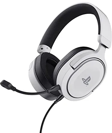 GXTrust 498W Forta Cascos PS5 / PS4 Sostenibles, Licencia Oficial para PlayStation 5, Diadema Regulable, Micrófono Extraíble, Auriculares Gaming, Cable de 1.2 m, Blanco