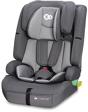 Kinderkraft SAFETY FIX 2 I-SIZE 75-150 cm Silla coche grupo 1 2 3 isofix, Asiento niño coche, Arnés interior de 5 puntos, Reposacabezas ajustar, Asiento amplio y blando, Reductor modular, Gris