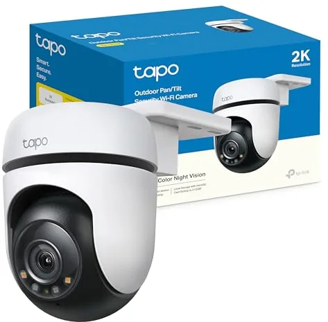 Tapo C510W - Cámara de vigilancia Wi-FI para Exteriores de 360º, visión Nocturna a Todo Color de 2k (3MP), detección de Personas con IA, Seguimiento de Movimiento Inteligente, IP65