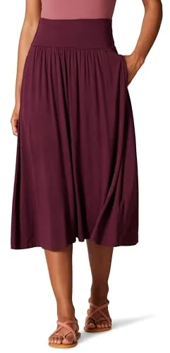 Amazon Essentials Falda Midi de Punto con Tirantes Mujer, Burdeos, XL