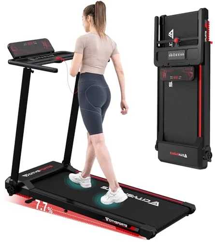CITYSPORTS Cinta de Correr Plegable,Cinta de Andar eléctrica,con Pantalla LED,App y Soporte para Tableta 360°,Walking Pad Compacta para casa y Oficina
