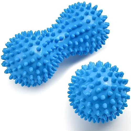 URAQT Bolas Masaje, 2pcs Pelota Masaje Muscular con Pinchos, Massage Balls para Rehabilitación, Masajeador de Pies y Manos para Aliviar Fascitis Plantar, Fisioterapia Cervicales, Liberación Miofascial