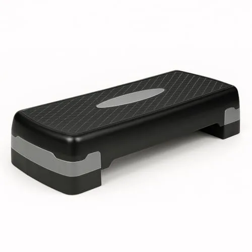 Plataforma Step aeróbic fitness en casa regulable en 2 alturas de 68 x 28 x 10/15 cm, base antideslizante, ideal piernas y glúteos, ejercicio cardio, peso máx. 150 kg, equipo de gimnasio