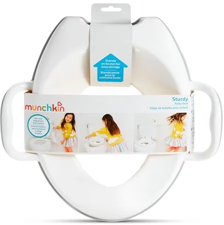 Munchkin Silla para Entrenamiento de Baño Resistente | Asiento de Entrenamiento para el Inodoro con Manijas y Patas | Ideal para Niños y Niñas Pequeñas | Blanco
