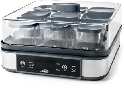 Lacor - 69439 - Yogurtera de Vasos Deva, 9 Tarros de Cristal Incluidos, Temperatura Ajustable, Temporizador, Apagado Automático, Incluye Recetario, 100% Libre de BPA, 170ml x 9