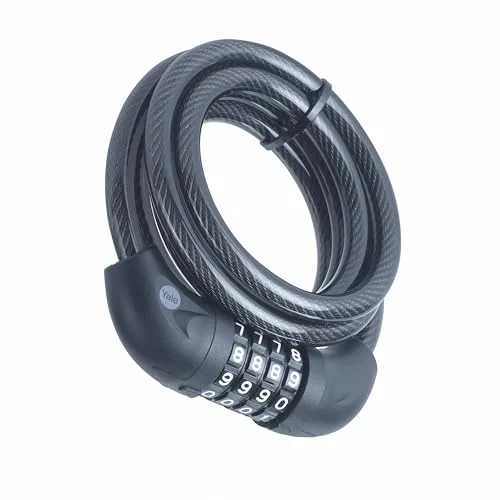Yale Cable antirrobo con combinación 1800 mm Acero trenzado Protección esencial Código de 5 dígitos Soporte para bicicleta Resistencia a la corrosión 96 h
