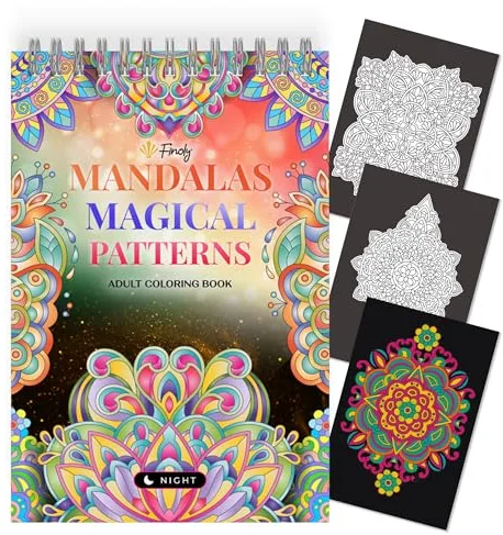Finoly Libro Mandalas Colorear Adultos No Traspasa la Tinta | Cuaderno Mandalas Adultos | Mandala para Colorear Adulto A4 Papel Premium