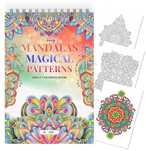 Finoly Libro Mandalas Colorear Adultos No Traspasa la Tinta | Cuaderno Mandalas Adultos | Mandala para Colorear Adulto A4 Papel Premium