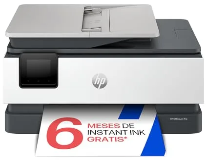 HP OfficeJet Pro 8122e, Impresora multifunción Profesional de Tinta A4 a Color, Copia, Escáner, Mobile Fax, Wi-Fi, Impresión a Doble Cara automática, 6 Meses de impresión Instant Ink, Gris