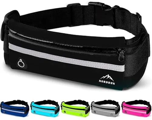 Nordrun® Riñonera Ajustable e Impermeable para Todos los Móviles | Running Belt para Mujer y Hombre | Cinturón Deportivo | Porta Móvil