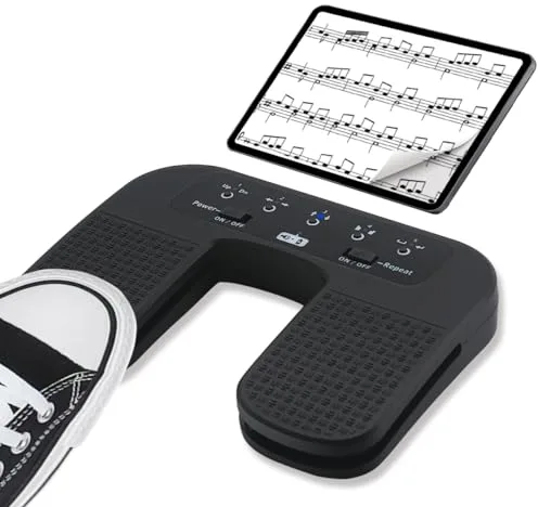 Tavsou Bluetooth Page Turner Pedal Teléfonos inteligentes y tabletas Recargable Pedales musicales (Plus)