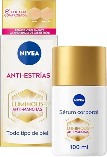 NIVEA Luminous 630 Sérum Tratamiento Avanzado Corporal Antiestrías (1 x 100 ml), aceite corporal para un tono de piel uniforme, crema hidratante corporal con 48 h de hidratación