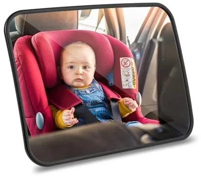 AiQInu Espejo Coche Bebé, Irrompible para Silla Trasera de Bebé Inastillable Bebe, 100% a Prueba de Roturas - Negro