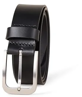 Amazon Essentials Cinturón clásico Jean en Piel Hombre, Negro, 90