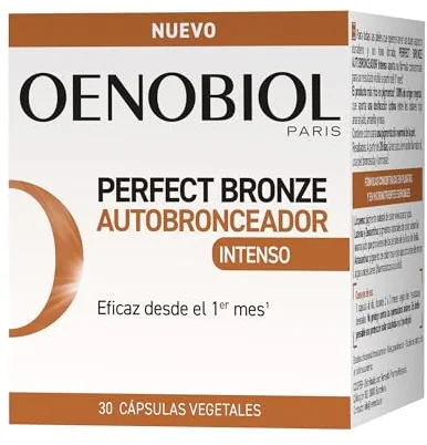 OENOBIOL - PERFECT BRONZE Autobronceador - Acelerador Bronceado Corporal y Facial con Protección Solar - Complemento alimenticio - 30 cápsulas 1 mes