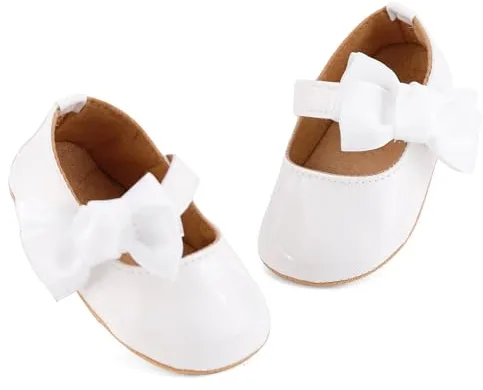 LACOFIA Zapatos Bautizo Bebé Niña Zapatillas Primeros Pasos Antideslizantes Calzado Vestir Bebé Niña Blanco 6-12 Meses