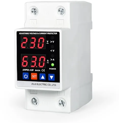 Jadeshay Protector de corriente dual digital 2P sobre/bajo voltaje, Dispositivo inteligente AC230V 63A