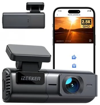 iZEEKER 2.5K Dashcam WiFi Dash Camera para Coches, Mini Cámara para Coche 1440P Front Dashcam con App, Visión Nocturna, WDR, G-Sensor, Grabación en Bucle, Soporta Modo Parking 24H, Aviso de Voz