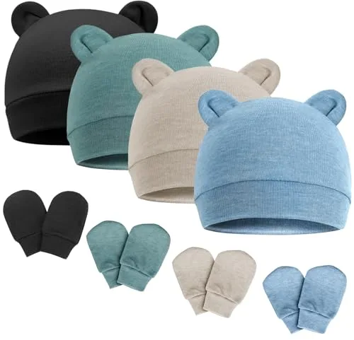 DRESHOW Gorro y Guantes para Bebé Recién Nacido - Sombrero para Bebés Niños