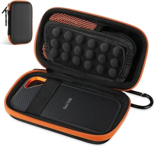 AMFUN Naranja Funda de Disco Duro, Funda Protectora de Viaje Bolsa de Almacenamiento, Fundas rígida para Portable External,para Fundas Estuche para WD My Passport SSD