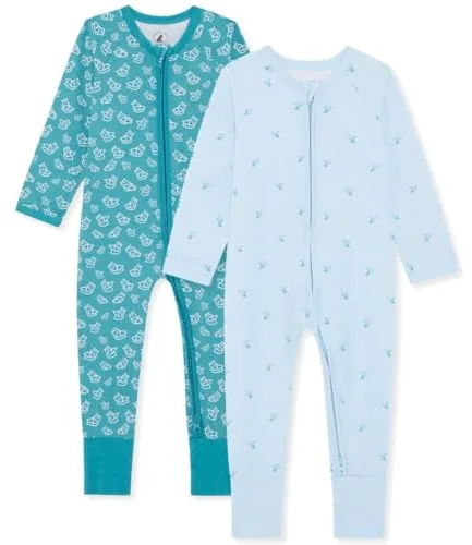 Bramble & Bear Pijama Bebé Niño y Niña (Packs de 2) - Algodón Orgánico. Pijamas Enteros para Bebés Supersuaves, Rojizo Y Verde Azulado, 18-24 Meses
