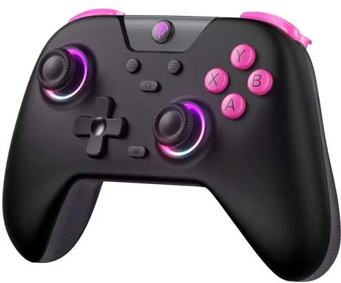 EasySMX X05 Mando PC Inalambrico con RGB Luz- Hall Joystick- Hall Trigger- 750 mAh Batería Recargable- Vibración- Turbo para PC/Switch/Móvil- Compatible con Black Myth: Wukong- Negro