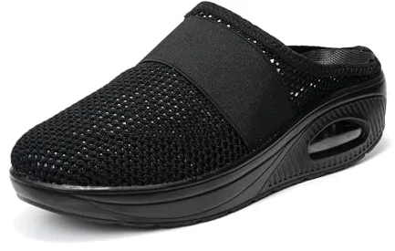 JOMIX Zuecos Mujer Malla con Colchón de Aire Chanclas Mujer Verano Basculantes Transpirables SD2443, Negro, 39 EU