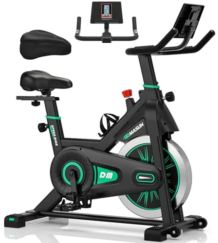 Bicicleta Estatica, Bici Estatica Profesional DMASUN, con Pantalla LCD y Portavasos, Ejercicio Silencioso Seguro, Cómodo Cojín Del Asiento, Capacidad 160 kg (Funda Sillin Bicicleta Estatica Incluida)
